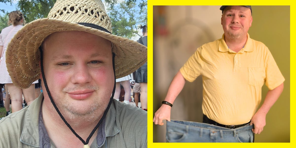 Zack Cash standing proudly after losing 70 pounds in seven months through nutrition education