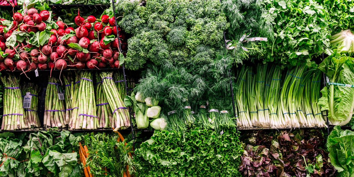 Medical student learning about nutrition science in classroom with healthy food displays