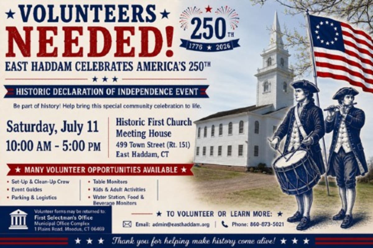 East Haddam Needs Volunteers for America's 250th Birthday