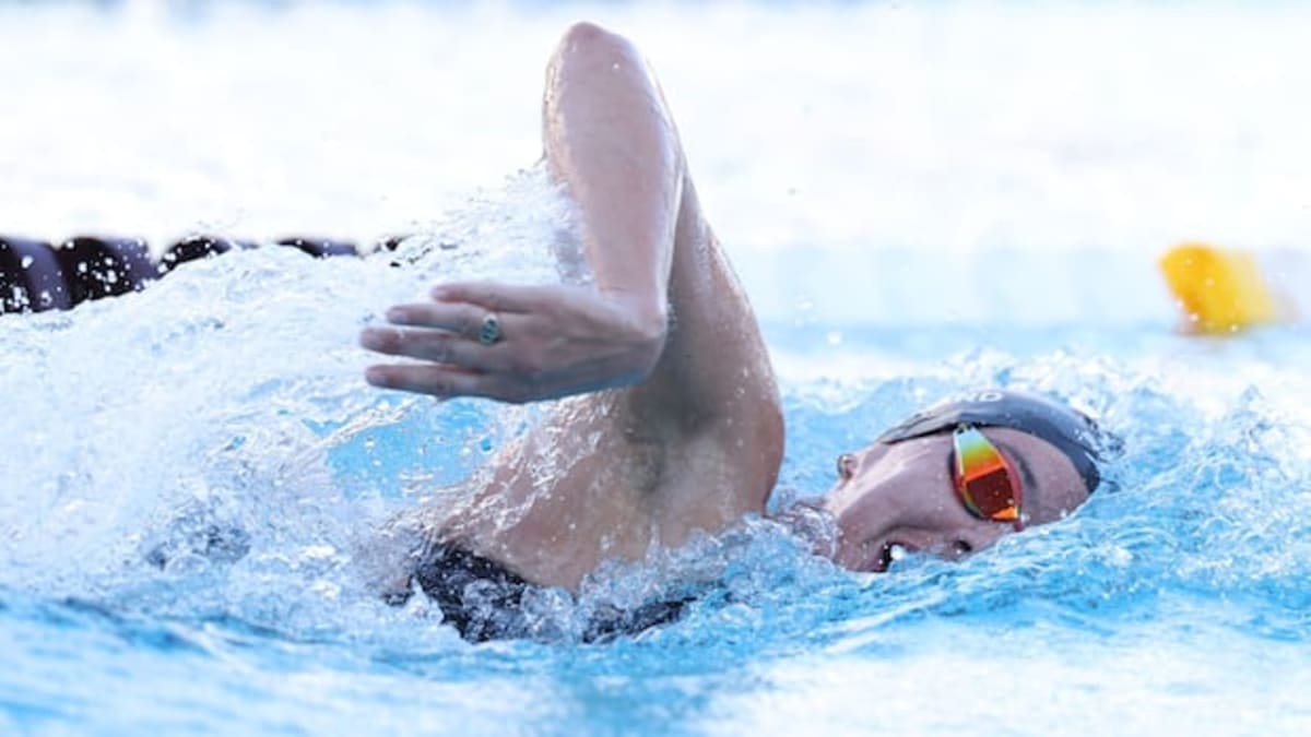 Canadian Paralympic swimmer Aurélie Rivard competing in freestyle race at Para Pan Pacific Championships
