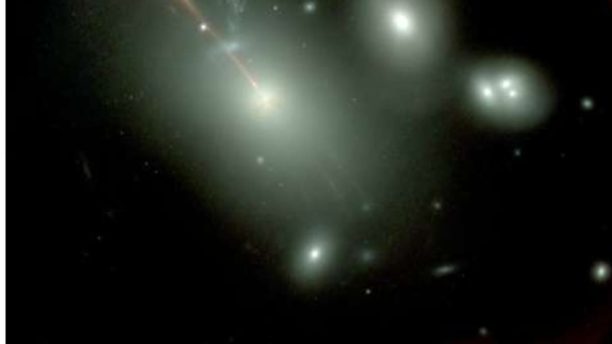 Artist's rendering of ancient supermassive black hole in early universe detected by James Webb Telescope
