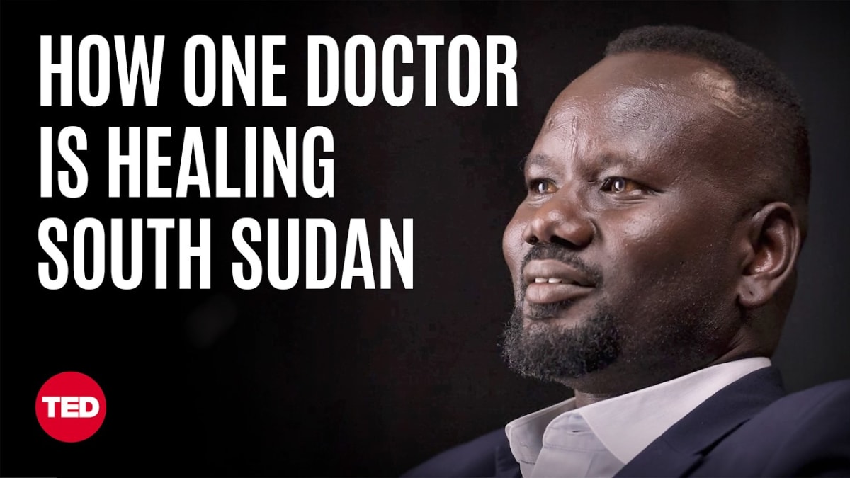 ** South Sudanese doctor Yohanis Riek speaking at TED Fellows event about bringing healthcare to remote communities