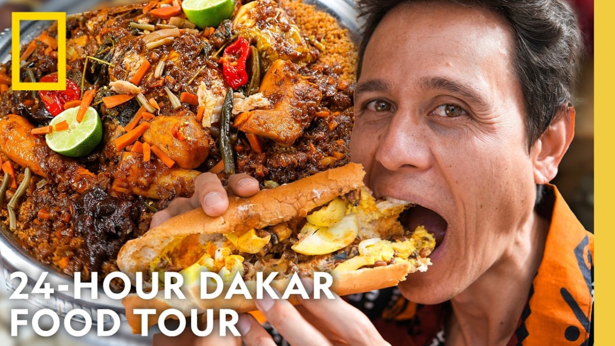 Mark Wiens exploring colorful food markets and traditional dishes in Dakar, Senegal