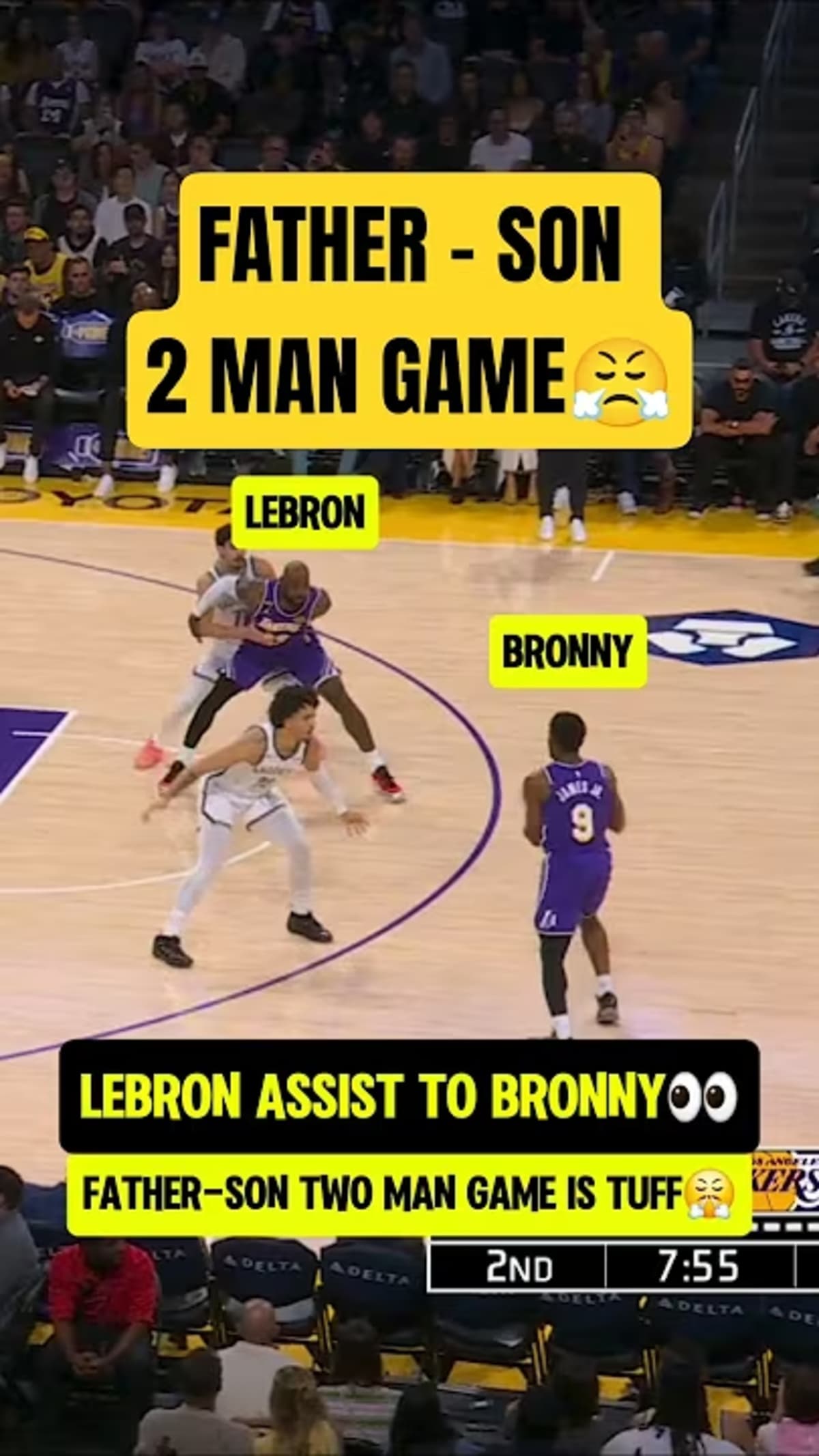 LeBron Makes First NBA Assist to Son Bronny