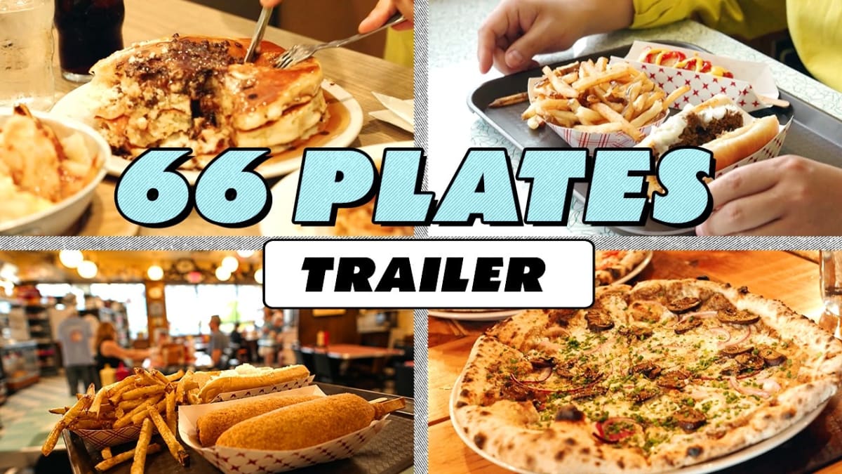 ** Food spread from classic American diners along historic Route 66 highway
