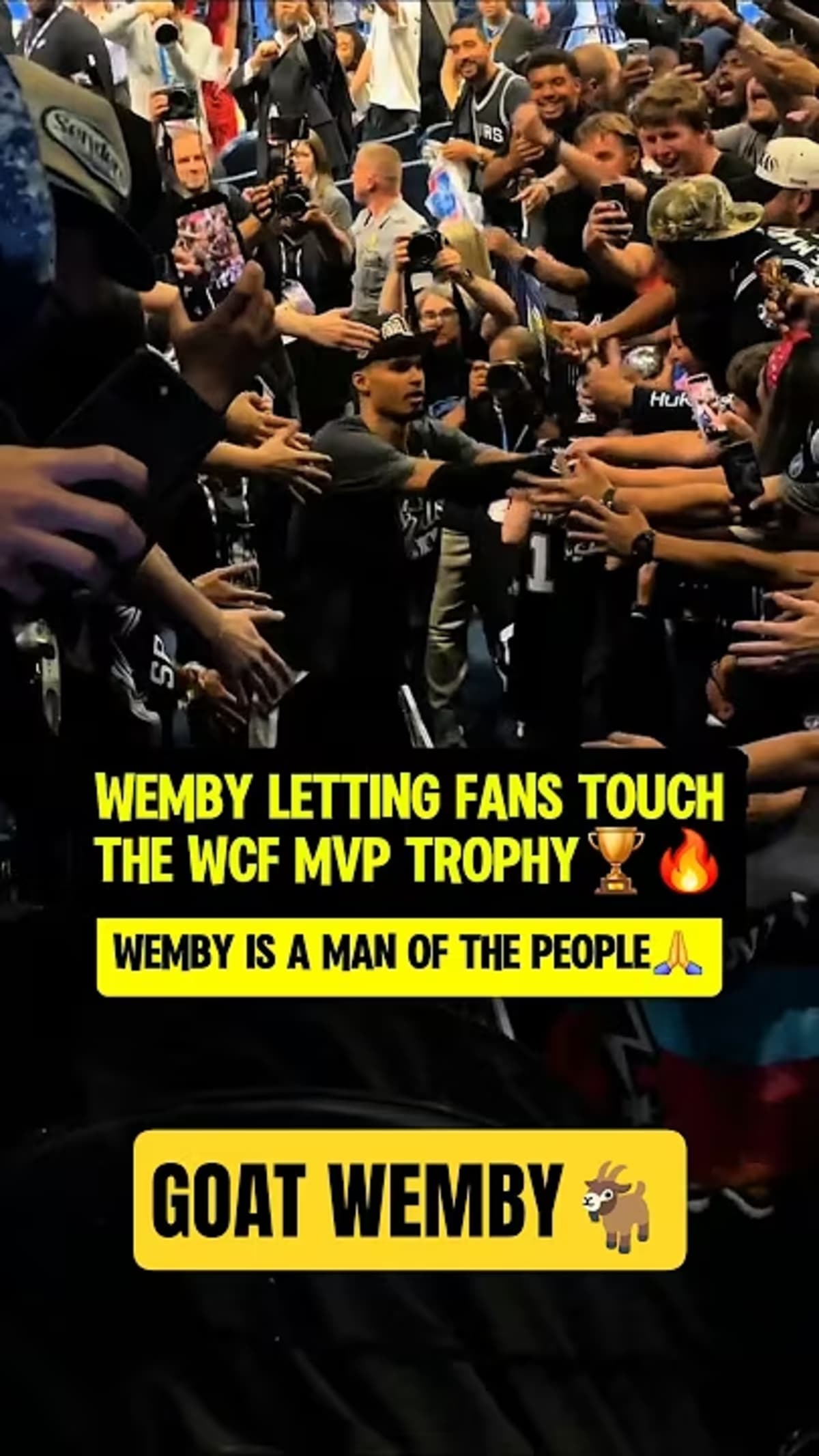 NBA Star Wembanyama Shares MVP Trophy With Fans