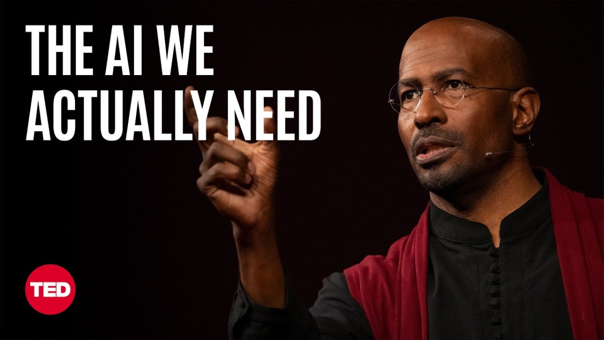 ** Van Jones speaking on TED stage about artificial intelligence and community impact