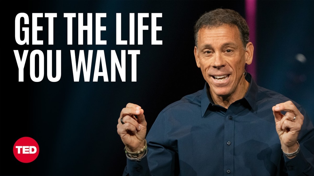 ** Jim VandeHei speaking on red TED stage about taking control of your life