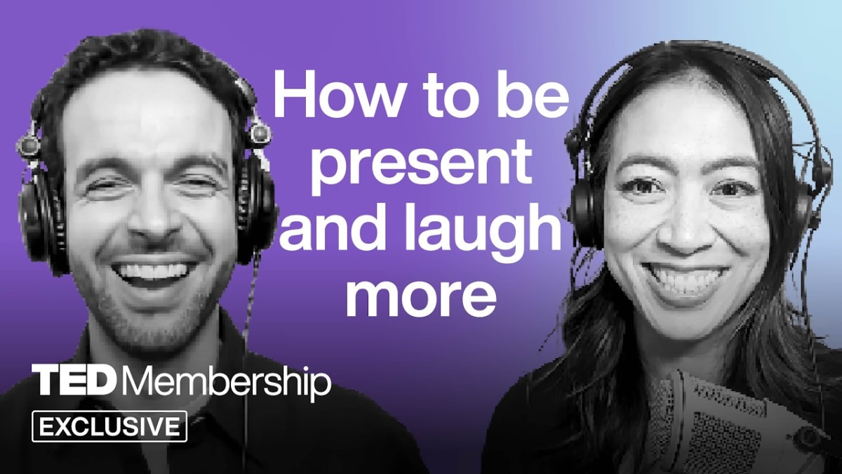 ** Comedian Chris Duffy speaking on TED stage about finding humor in daily life