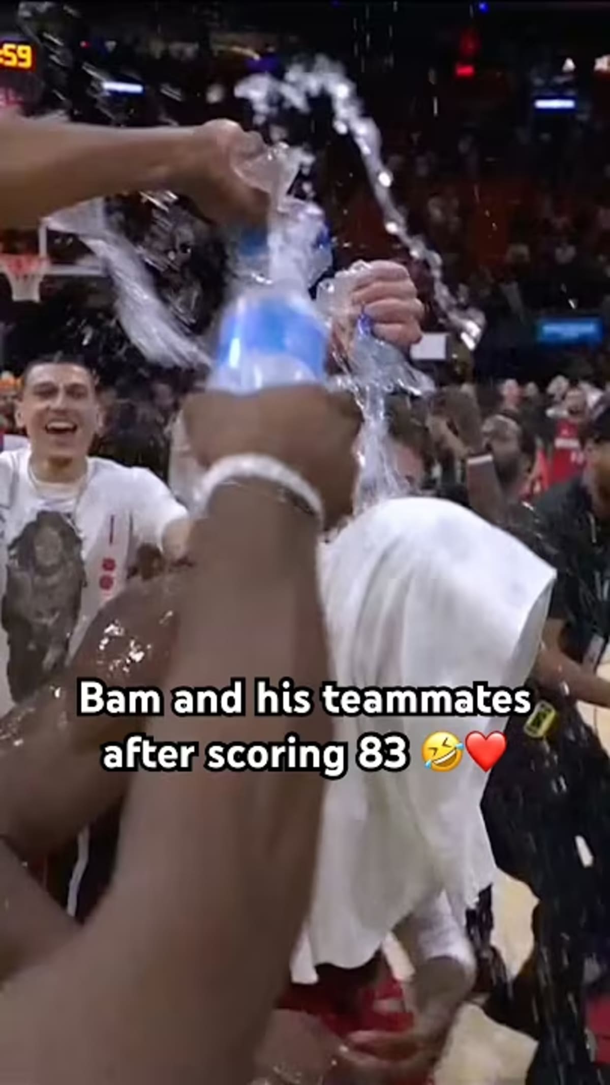 Heat Team Crashes Bam Adebayo Interview in Group Hug