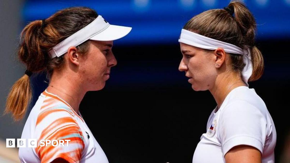 Tennis players Linda Noskova and Karolina Muchova competing at Wimbledon Championships grass courts