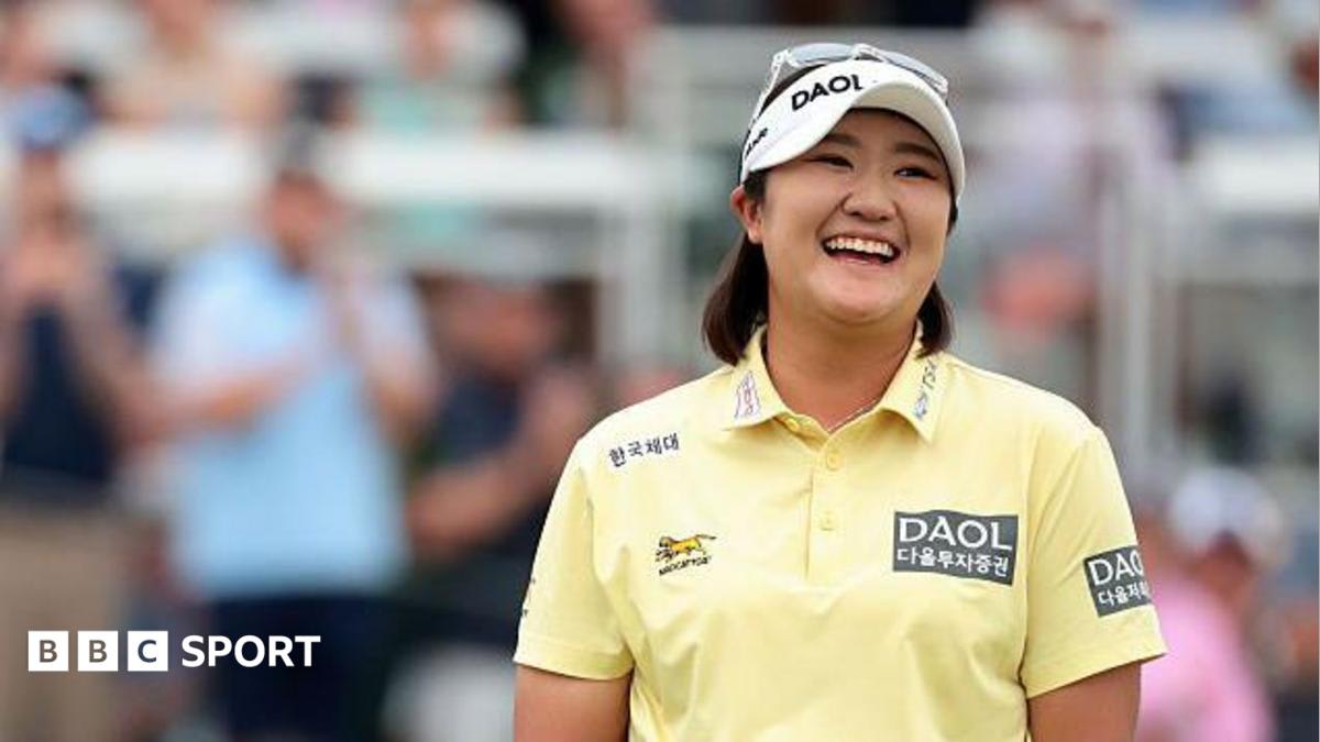Haeran Ryu celebrates with trophy after winning Women's PGA Championship in Minnesota