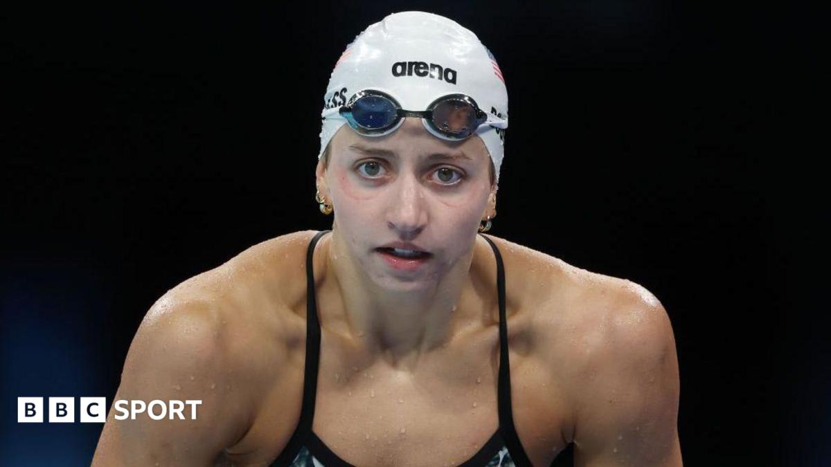 Kate Douglass swimming freestyle at the 2024 Olympics where she won multiple medals