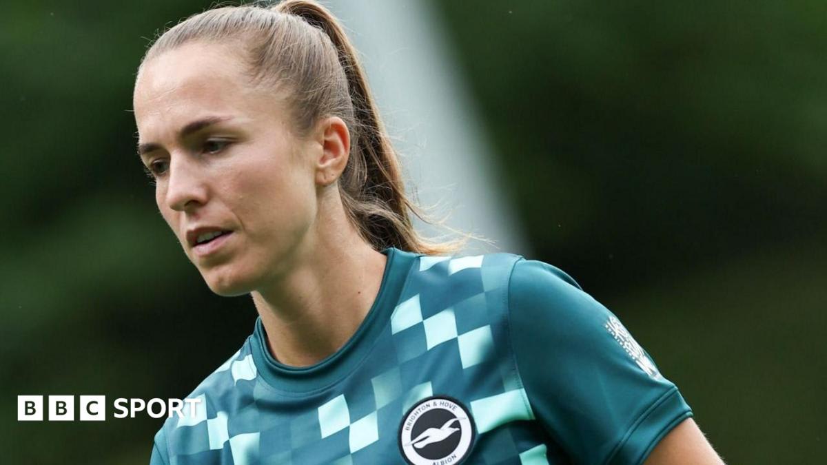 Swiss midfielder Lia Walti in Brighton kit smiling after signing with WSL club