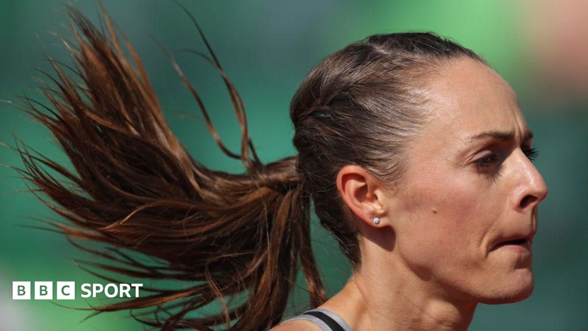 Olympic runner Jenny Simpson competing in 1500 meter race on track