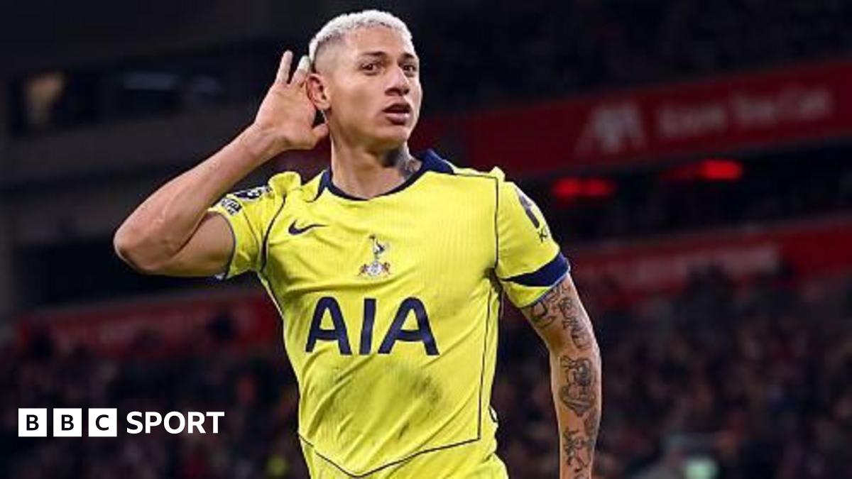 ** Richarlison celebrating goal at Anfield while cupping ear to Liverpool crowd