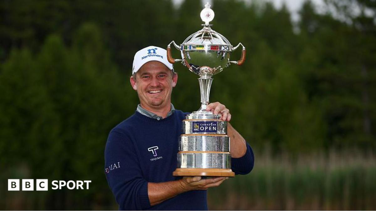 Bud Cauley celebrating his first PGA Tour victory at the Canadian Open