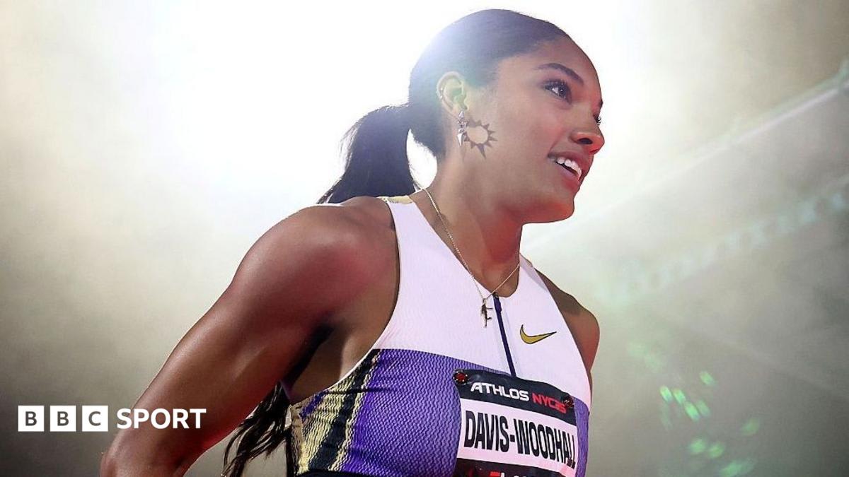 Olympic long jump champion Tara Davis-Woodhall celebrating her gold medal victory at Paris 2024
