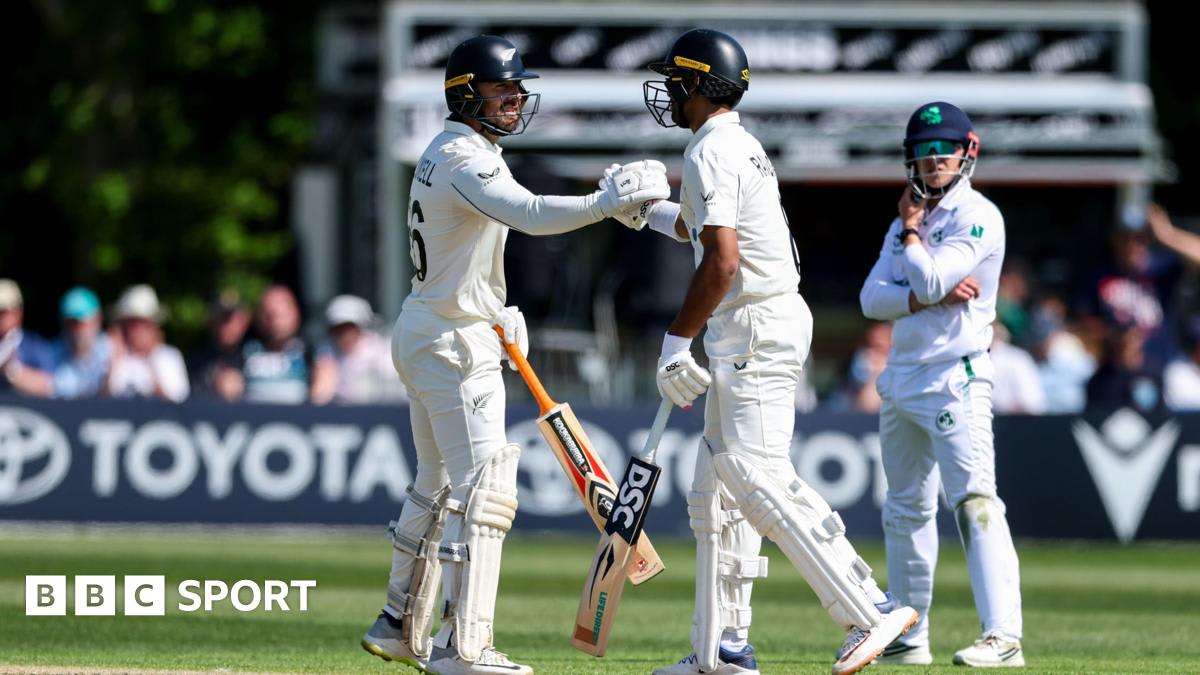 Rachin Ravindra and Tom Blundell batting together during historic New Zealand versus Ireland Test match
