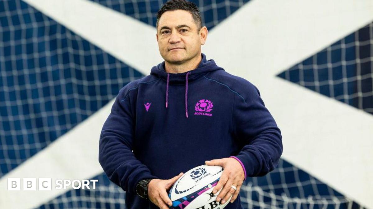 Sione Fukofuka on the sidelines coaching Scotland's women's rugby team in action