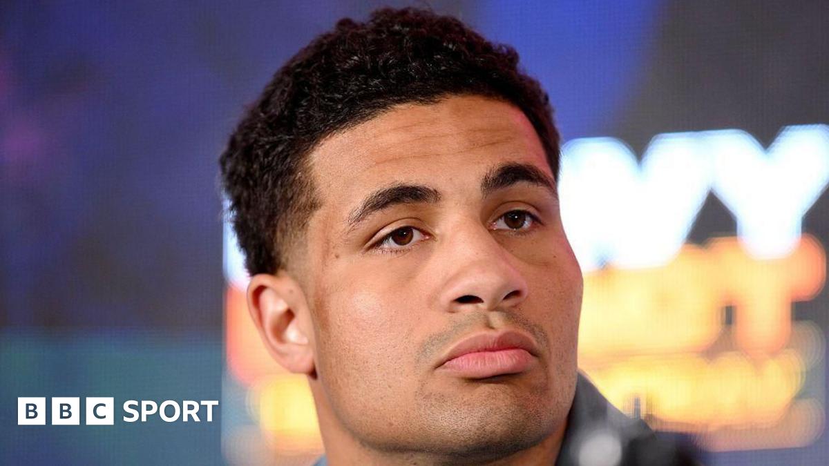 British heavyweight boxer Delicious Orie in boxing stance during training session