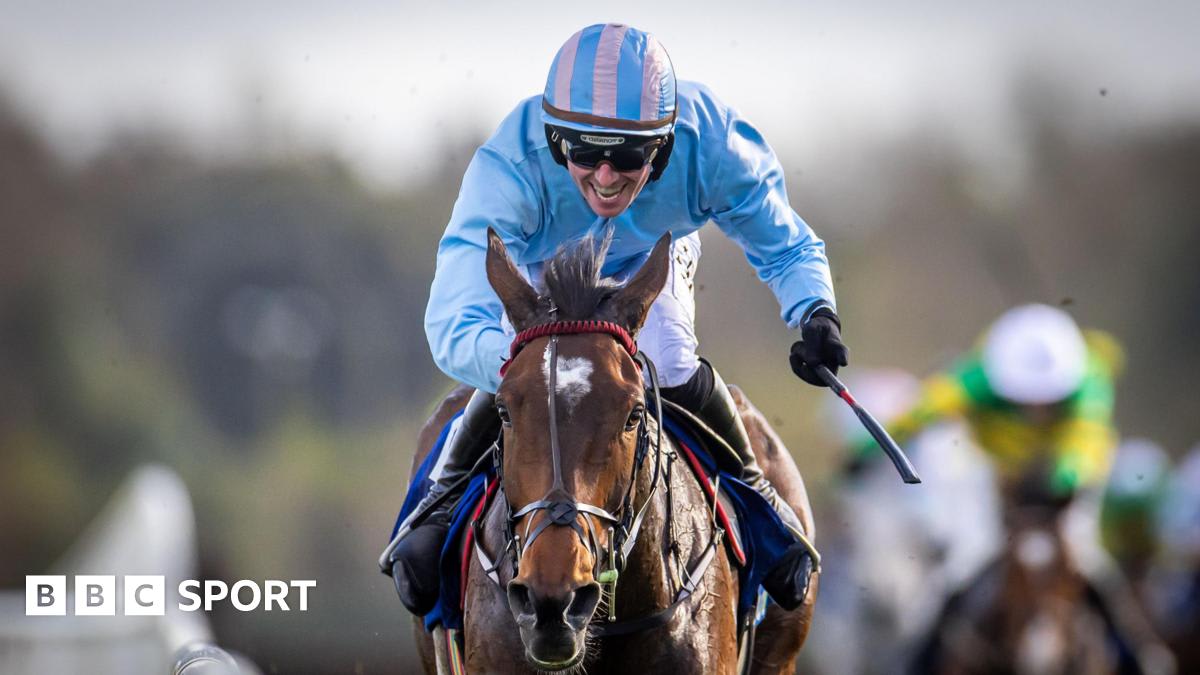 Jockey Donagh Meyler celebrates on Soldier In Milan after winning Irish Grand National