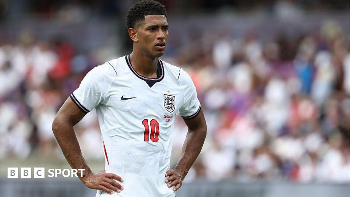 Jude Bellingham in England national team jersey celebrating during Euro 2024 tournament match
