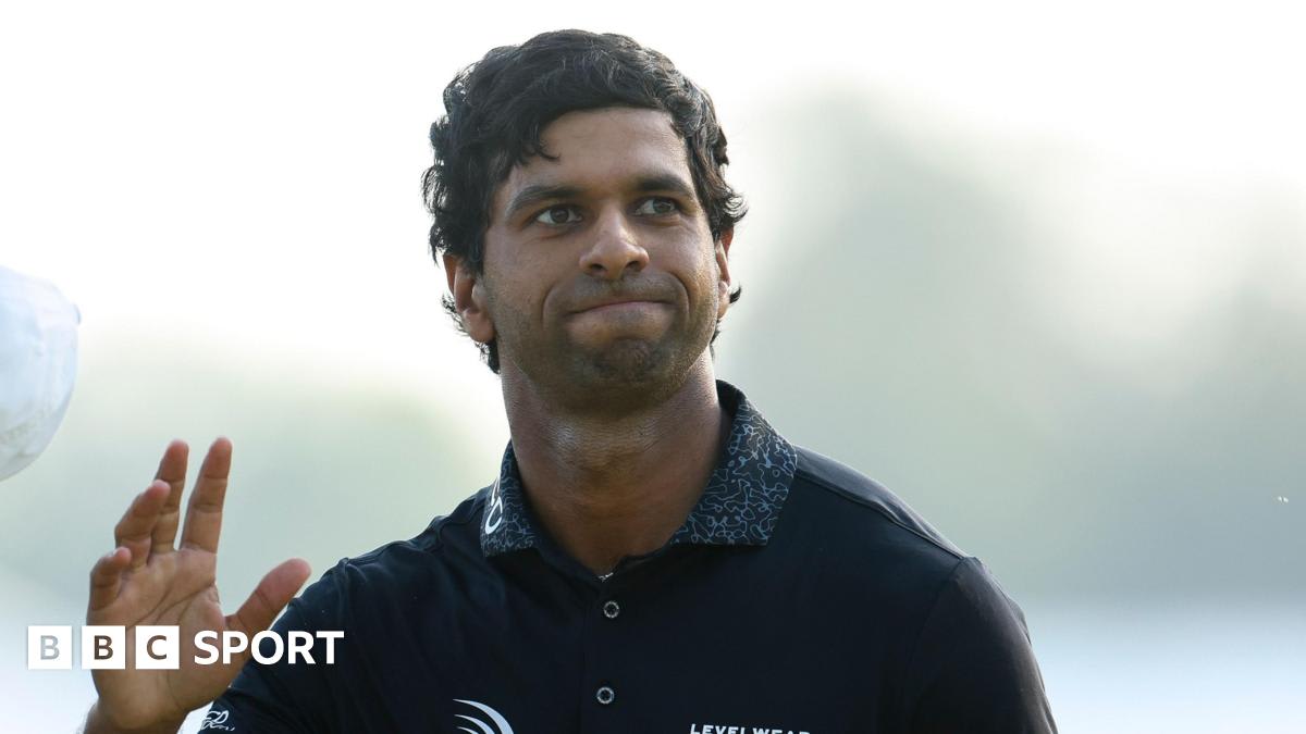 Aaron Rai celebrating with the Wanamaker Trophy after winning the PGA Championship at Aronimink