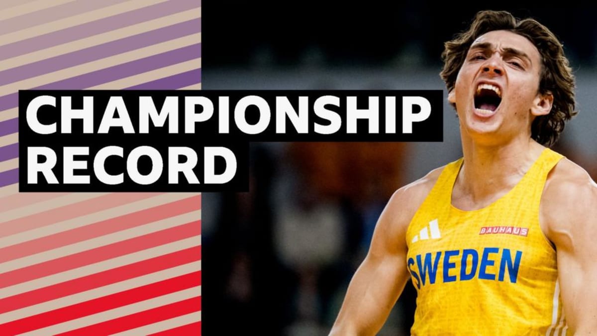 Swedish pole vaulter Armand Duplantis clearing the bar at 6.25 meters in Poland championship