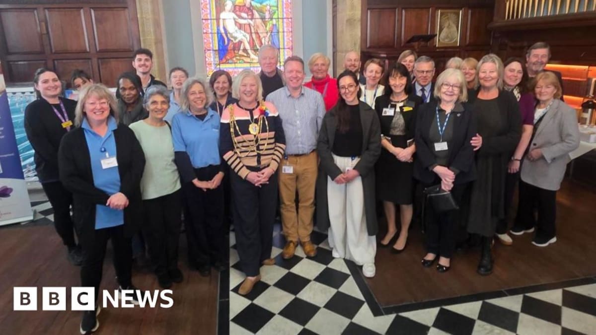 Hospital volunteer sitting beside elderly patient's bed, holding their hand in comfort and companionship