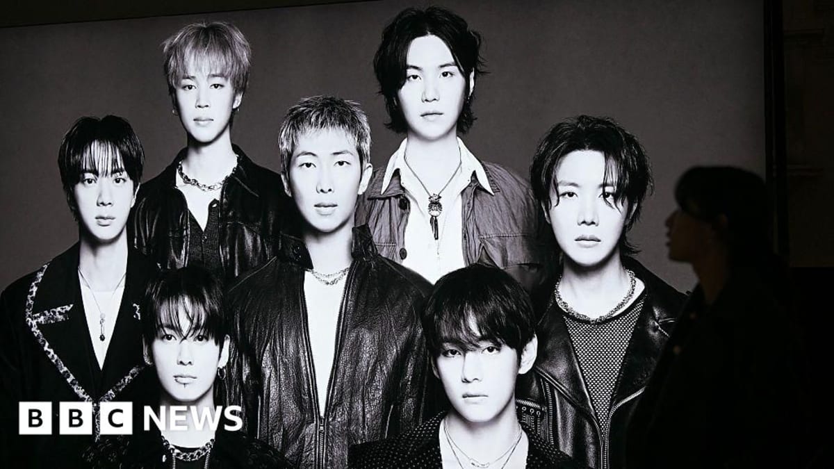 BTS performing together on stage at outdoor comeback concert in Seoul