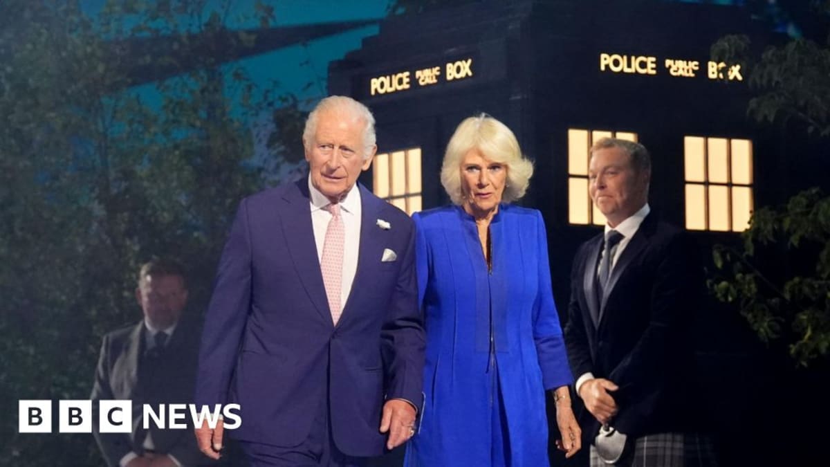 King Charles Emerges From Tardis at Glasgow Games