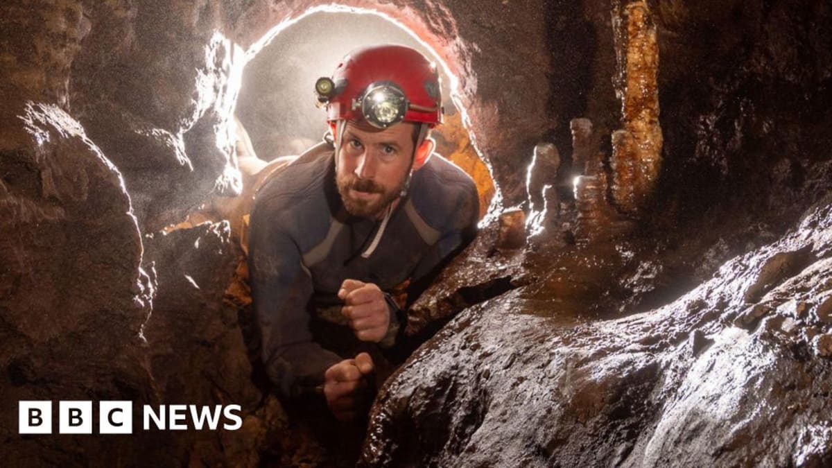 Ancient archaeological excavation site inside Wogan Cavern beneath Pembroke Castle in Wales
