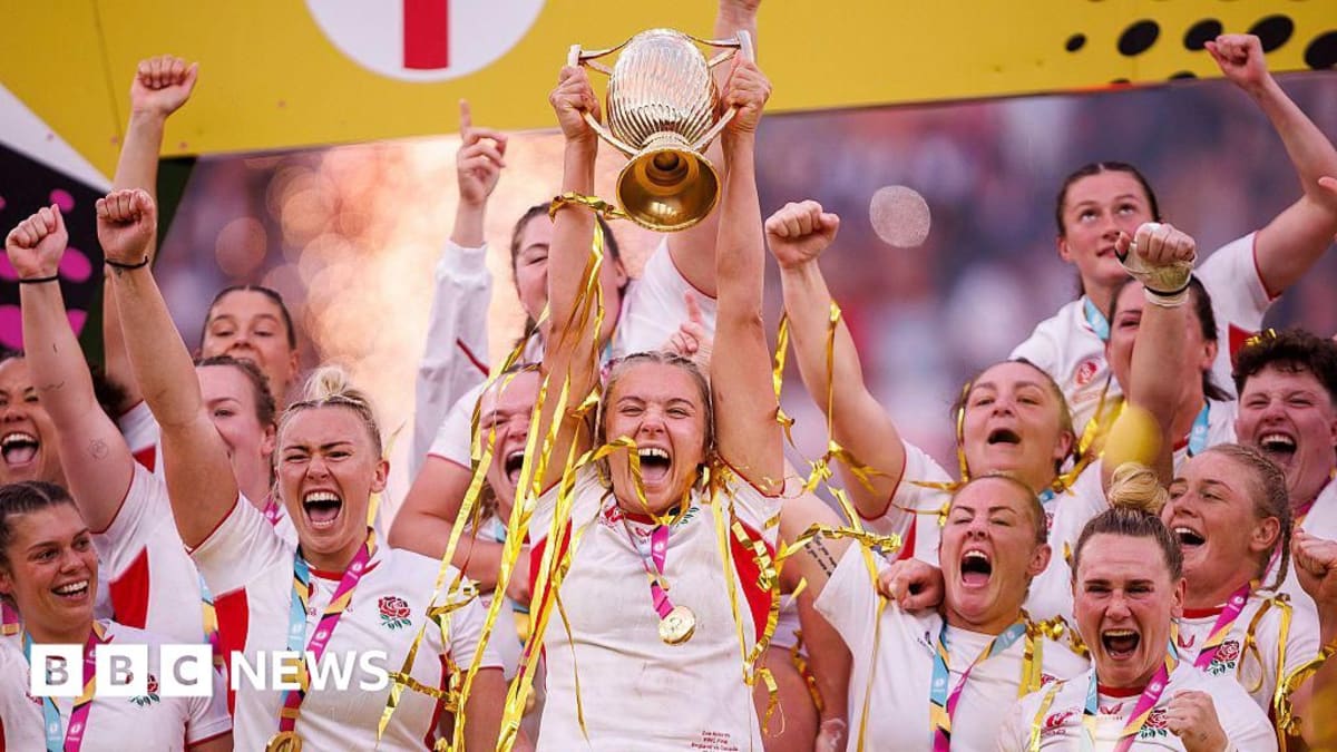 Packed Twickenham Stadium during the Women's Rugby World Cup final with record crowd of fans