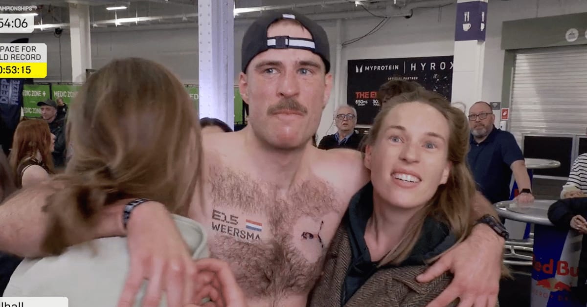 HYROX athlete Hidde Weersma celebrating world record breaking performance in London competition