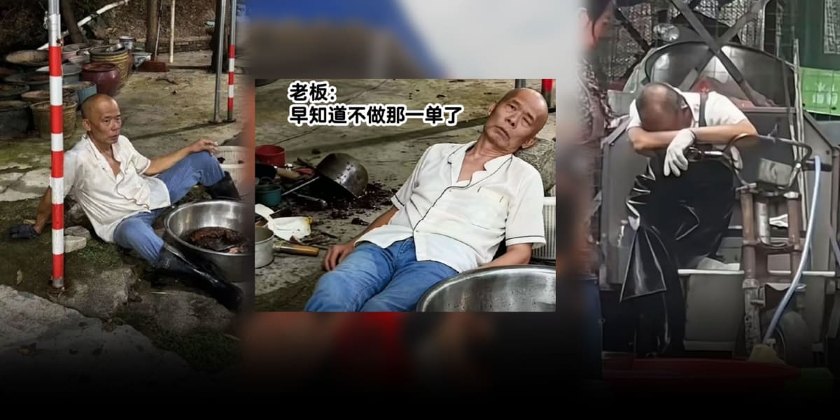 Crowded parking lot outside rural Chinese chicken hotpot restaurant with long customer lines