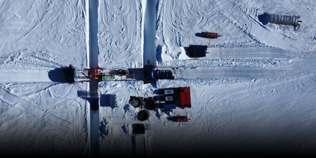 Chinese research team conducting hot-water drilling operation through Antarctic ice sheet in 2026