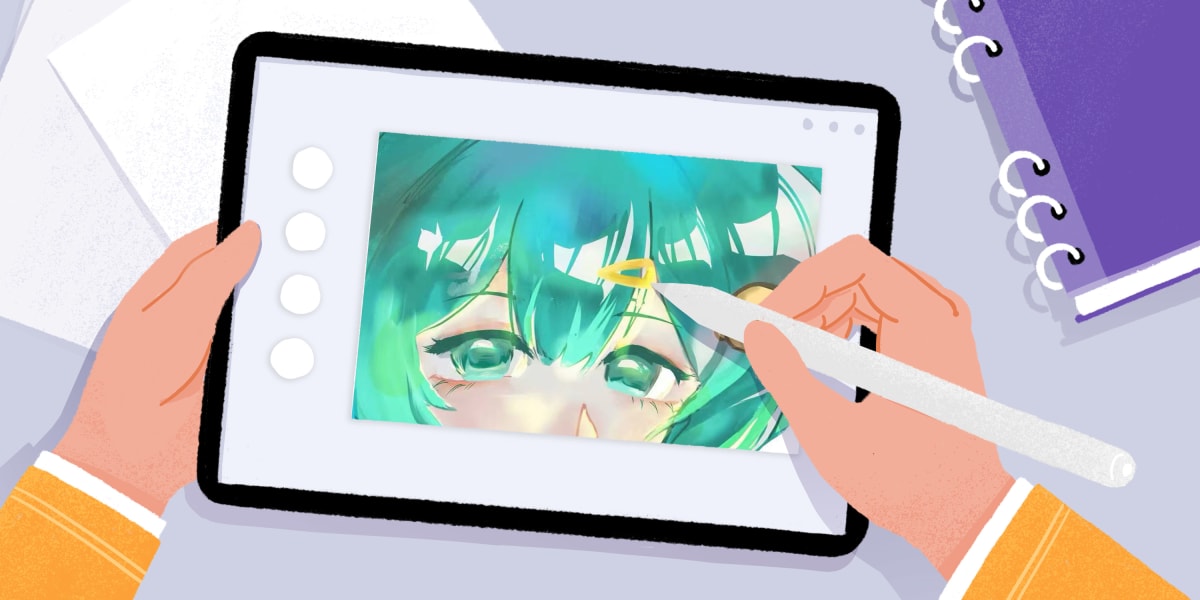** Child's hand-drawn anime character sketch created for online commission platform