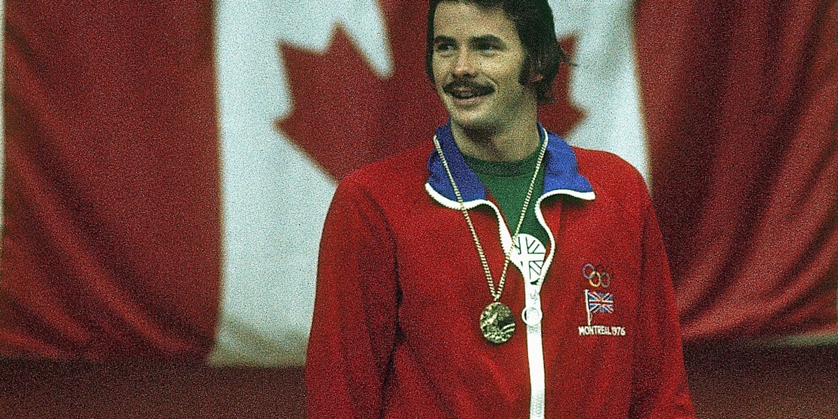 David Wilkie swimming breaststroke at the 1976 Montreal Olympic Games pool