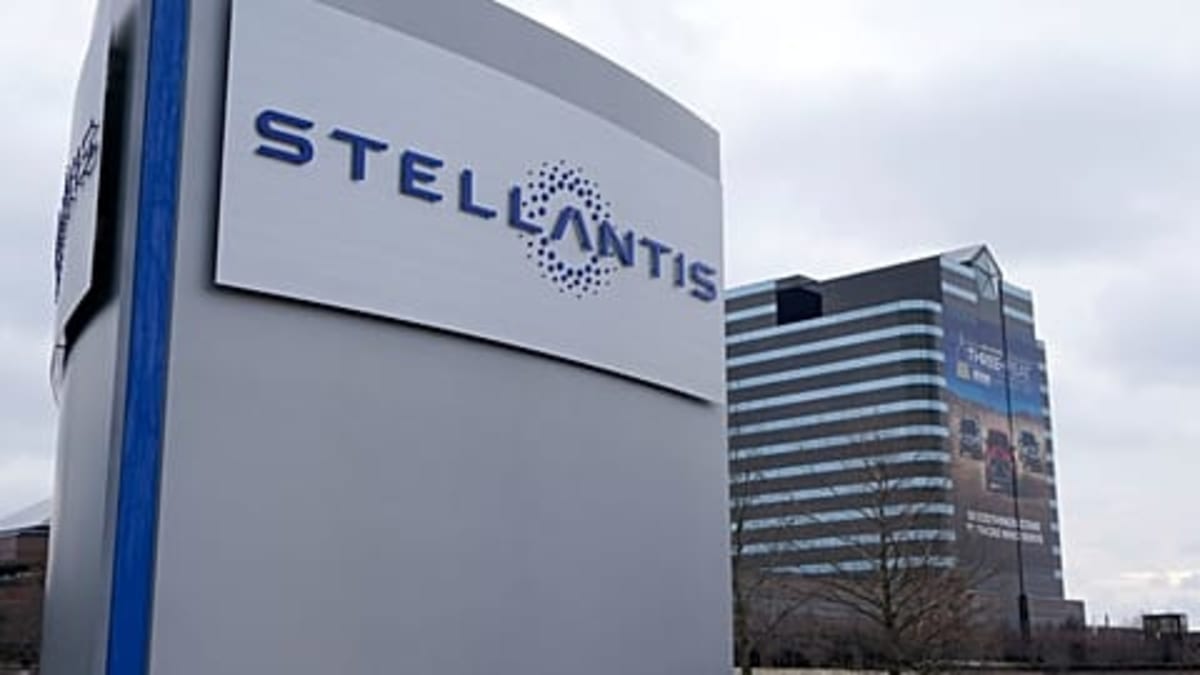 Modern electric vehicle assembly line at Stellantis manufacturing facility in Italy