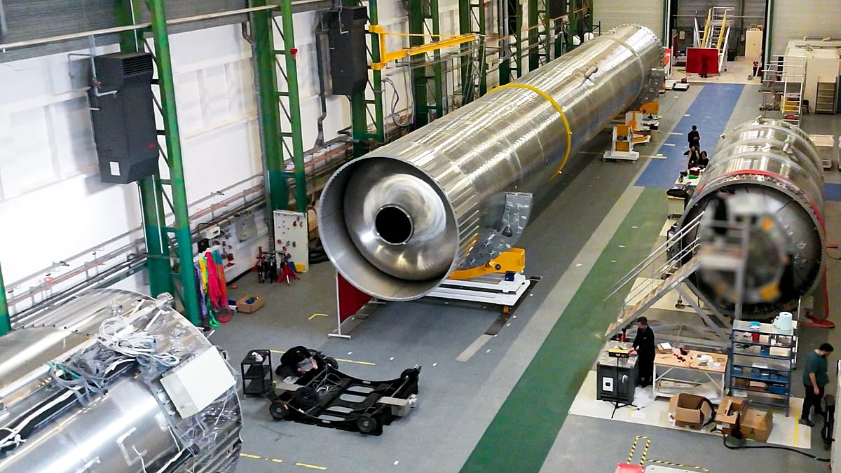 Thirty-meter prototype of Maia reusable rocket first stage being assembled in French factory