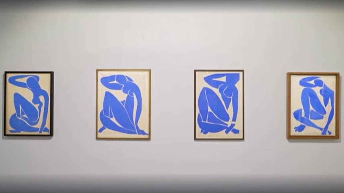 Colorful Henri Matisse paper cutout artwork displayed at Grand Palais Paris exhibition space