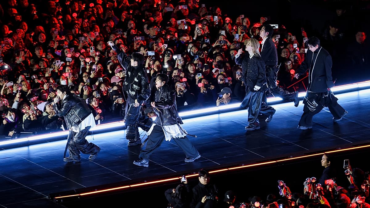 Massive crowd fills Seoul's Gwanghwamun Square for BTS comeback concert with colorful lights