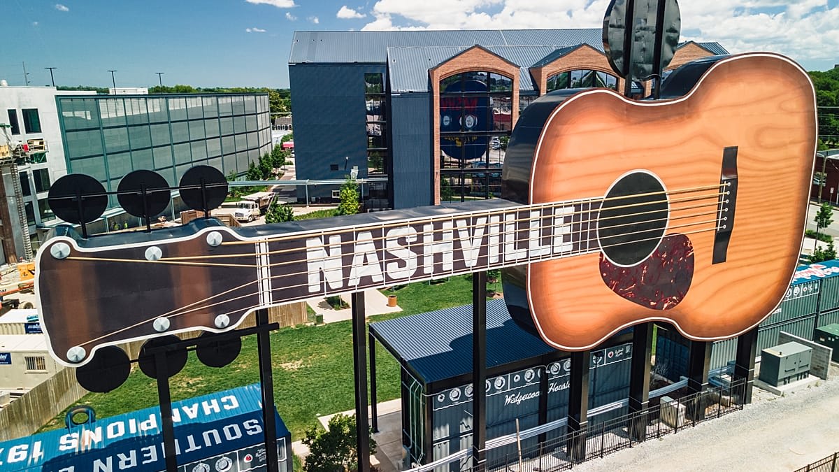 Rendering of Dolly Parton's SongTeller Hotel exterior in downtown Nashville, Tennessee