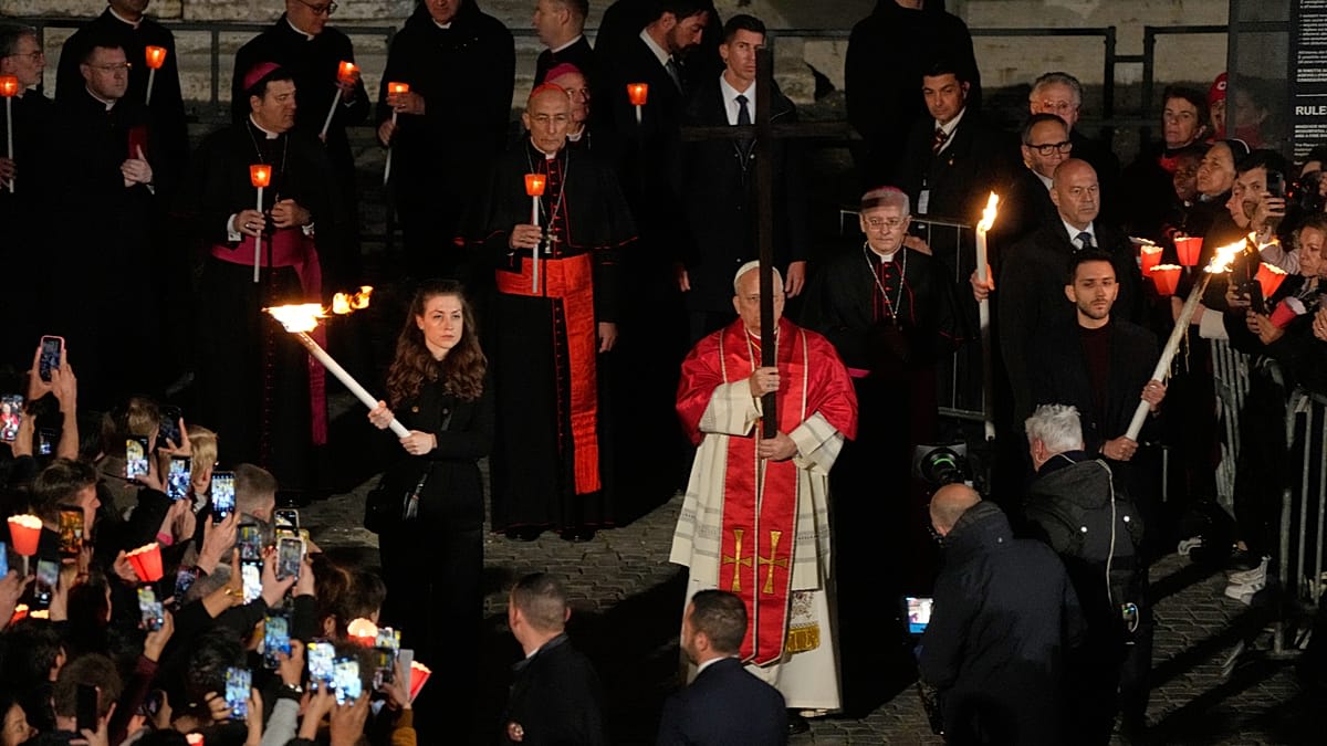 Pope Leo XIV Carries Cross Through All 14 Stations in Rome