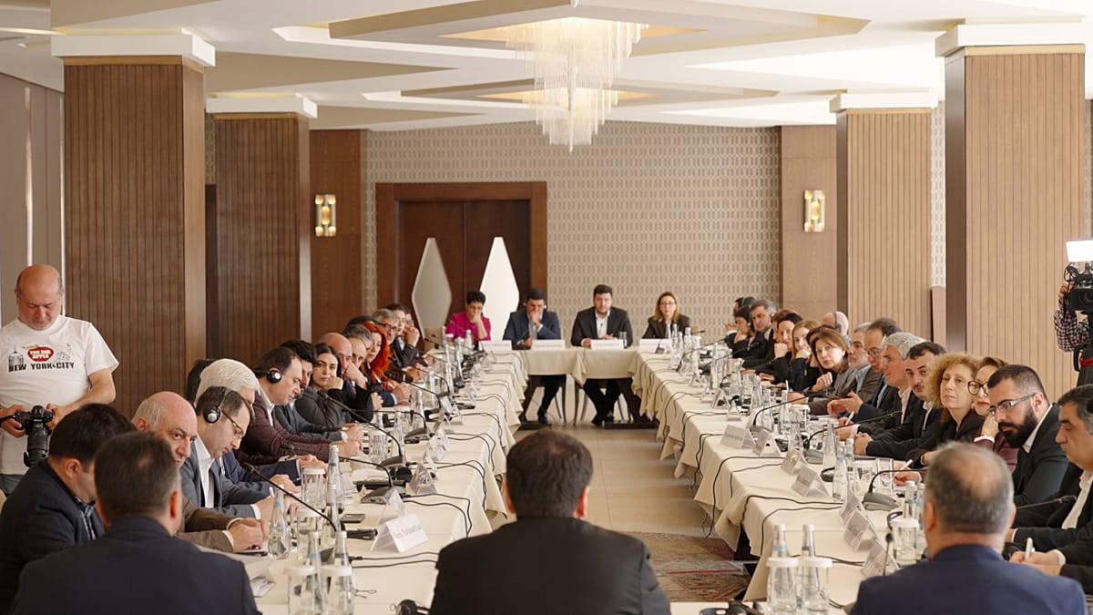 Armenian and Azerbaijani civil society representatives meeting together for peace dialogue in Gabala