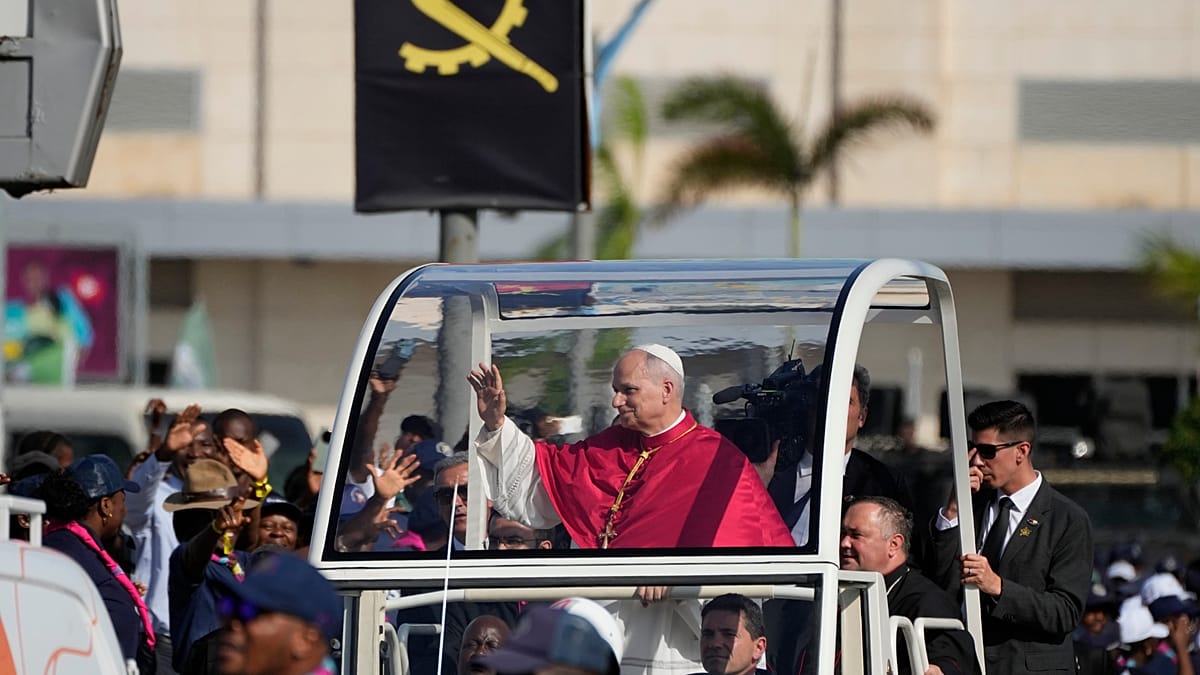 ** Pope Leo XIV addresses massive crowd at outdoor Mass in Kilamba, Angola