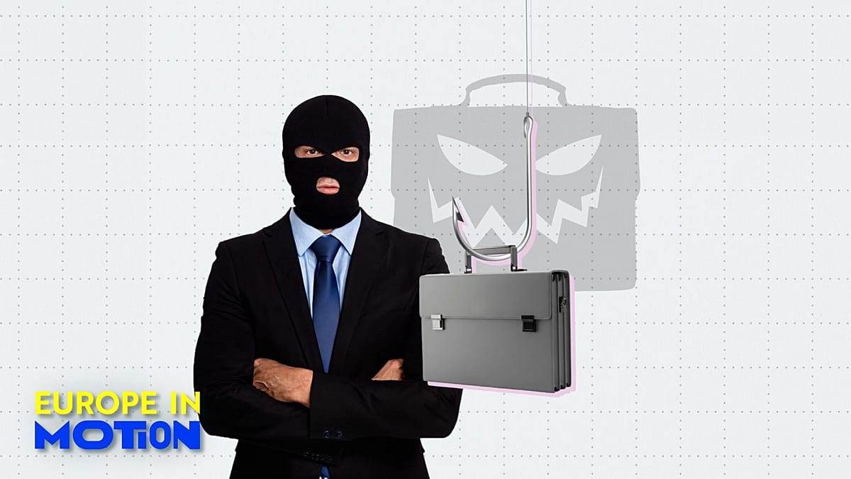 Young professional reviewing job posting on laptop while checking company verification details online