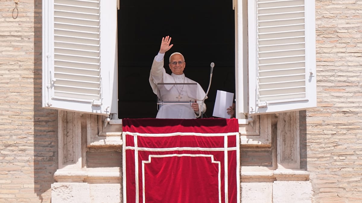 Pope Leo XIV at Vatican with technology symbols representing artificial intelligence ethics discussion