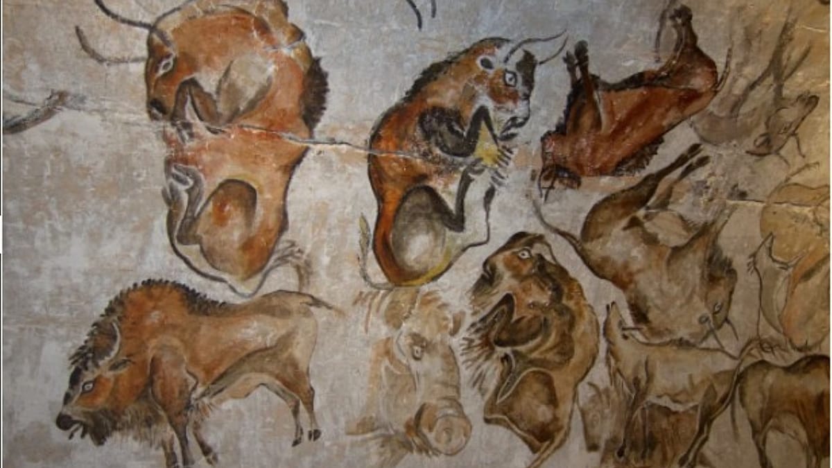 Ancient cave wall with rock art where scientists discovered preserved human DNA from over 2,000 years ago